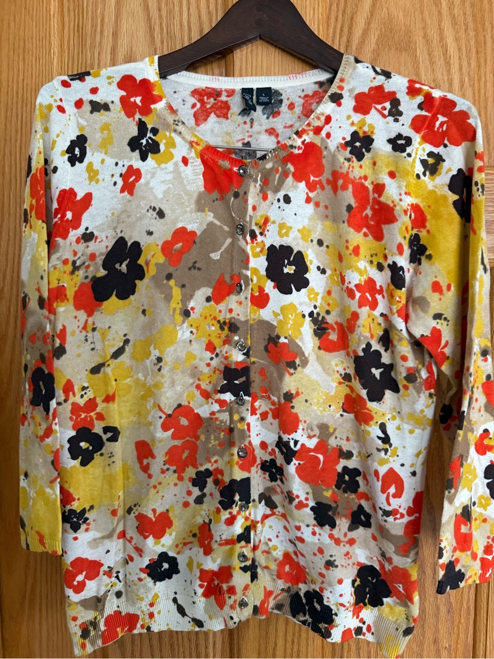 Relativity Multicolor Floral Button-Down Cardigan